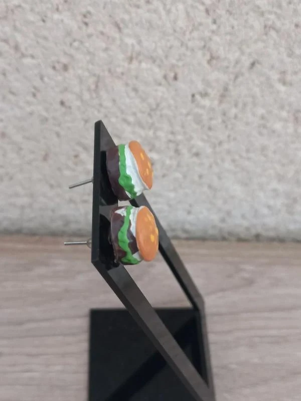 Paire De Boucles D'Oreilles Clou "Hamburger" – photo 3